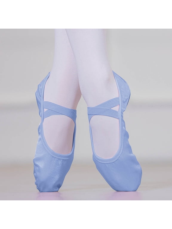 Girl Ballet Shoes, Soft Sole Elastic Straps 2026 Non Slip Dance Shoes for Girl Light Blue Size 8T