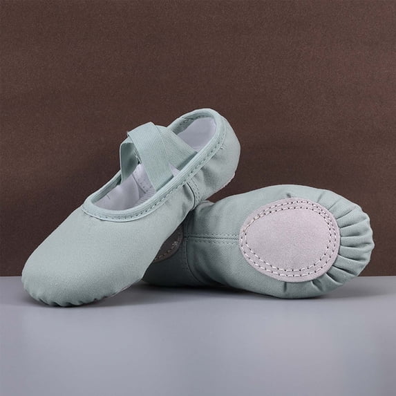 FSYBOA Girl Dance Shoes, Elastic Straps Soft Sole Gifts Non Slip Girl Ballet Shoes Green Size 11(Little Kids)