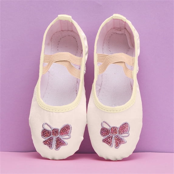 FSYBOA Girl Dance Shoes, Non Slip Soft Sole Elastic Straps Breathable Kids Ballet Shoes Pink Size 2.5(Big Kids)