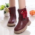 thumbnail image 1 of FSYBOA Girls Ankle Boots Size 13（Little Kids）, Round Toe Non‑Slip School Side Zipper Kids Fall Footwear Wine, 1 of 8