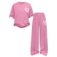 thumbnail image 1 of FSYBOA Girls Casual Outfit Sets, 2 Piece Fashion Vacation Summer Kids Clothing Set Pink Size 14-16T, 1 of 5