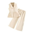 thumbnail image 1 of FSYBOA Girls Casual Outfit Sets, Summer 2 Piece Elastic Waist Sleeveless Kids Clothing sets Beige Size 6-7T, 1 of 5