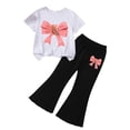 thumbnail image 1 of FSYBOA Girls Casual Outfit Sets, Summer Relaxed Crew Neck 2 Piece Kids Clothing Set White Size 2-3T, 1 of 5