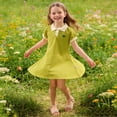 thumbnail image 1 of FSYBOA Girls Cotton Dresses, Midi Length 2026 Summer Shorts Sleeve Kids Casual Dresses Green Size 2-3T, 1 of 9