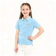 thumbnail image 1 of FSYBOA Girls Cotton Polo Shirts, Shorts Sleeves Casual Printed Collared Kids Summer Tops Blue Size 15-16T, 1 of 4
