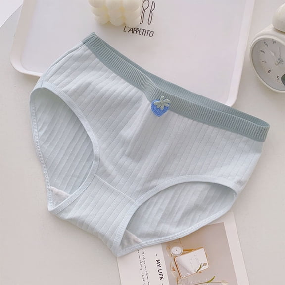 FSYBOA Girls Cotton Underwear, Breathable Casual Comfort Stretch Kids Briefs Light Blue Size 15-16T
