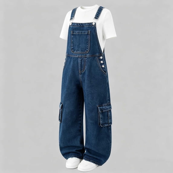 FSYBOA Girls Denim Overalls Size 10-12T, Straight LegAdjustable Shoulder Straps Casual Fashion Kids Jeans Jumpsuit Light Blue