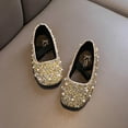 thumbnail image 1 of FSYBOA Girls Dress Shoes, 2026 Closed Toe Elastic Strap Soft Soled Kids Flat Shoes Gold Size 4T, 1 of 4