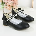 thumbnail image 1 of FSYBOA Girls Dress Shoes, Hook and Loop Strap Fashion Low Heel Closed Toe Kids Flat Shoes Black Size 9.5(Toddler), 1 of 8
