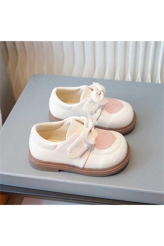 Girls Dress Shoes, Platform Sole Non Slip Pull On Comfortable Kids Flat Shoes Beige Size 10(Little Kids)