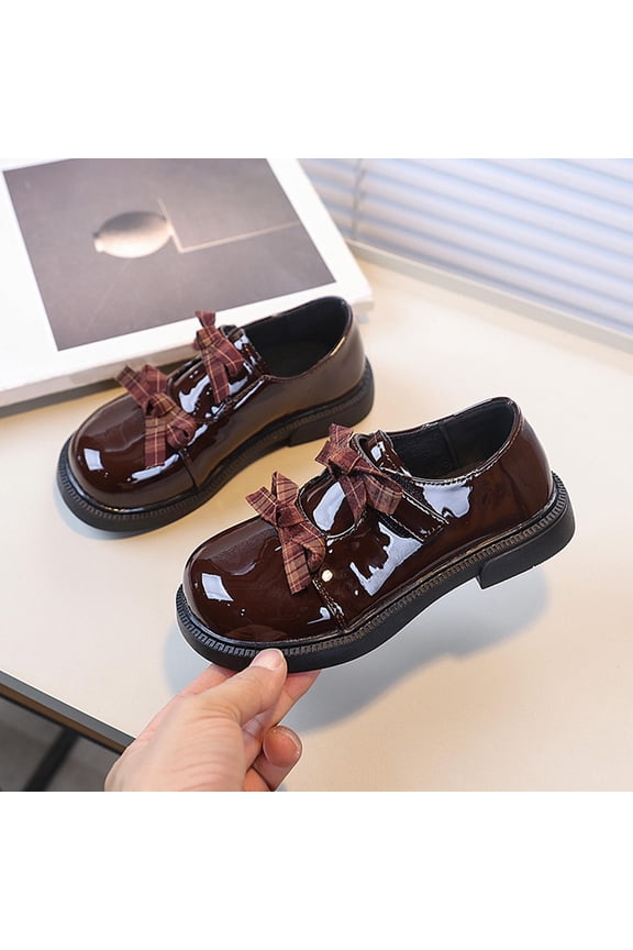 Girls Dress Shoes, Pull On Vacation Non Slip Platform Sole Kids Flat Shoes Brown Size 9.5(Toddler)