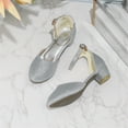 thumbnail image 1 of FSYBOA Girls Dress Shoes Size 13T, Closed Toe Low Heel Hook and Loop Strap Party Kids Flat Shoes Silver, 1 of 7