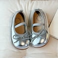 thumbnail image 1 of FSYBOA Girls Dress Shoes Size 2(Big Kids), Closed Toe Soft Soled Fashion Elastic Strap Kids Flat Shoes Silver, 1 of 9