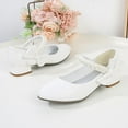 thumbnail image 1 of FSYBOA Girls Dress Shoes Size 3(Big Kids), Fashion Closed Toe Hook and Loop Strap Low Heel Kids Flat Shoes White, 1 of 7