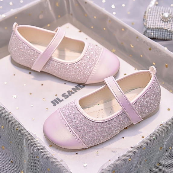 FSYBOA Girls Dress Shoes, Summer Hook and Loop Strap Casual Soft Soled Kids Party Shoes Pink Size 3.5T