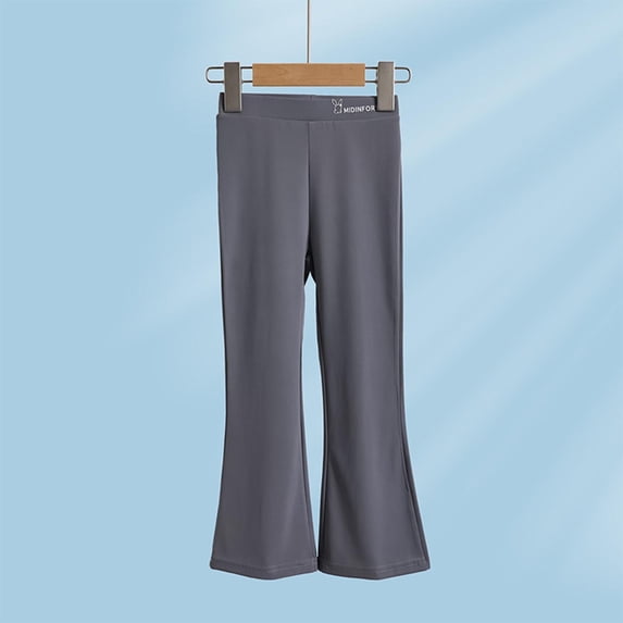 FSYBOA Girls Flared Leggings, Thin Fall Stretch High Waist Casual Bottoms Gray Size 11-12T