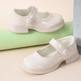 thumbnail image 1 of FSYBOA Girls Flat Dress Shoes, Hook and Loop Strap Non Slip Fall Casual Kids School Uniform Shoes Beige Size 2(Big Kids), 1 of 9