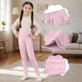 thumbnail image 1 of FSYBOA Girls Fleece Leggings Size 7-8T, Elastic Waist Stretch Casual Athletic Fall Pants Pink, 1 of 9