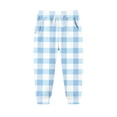 thumbnail image 1 of FSYBOA Girls Fleece Sweatpants, Drawstring Waist Casual Elastic Bottom Plaid Winter Pants Blue Size 12-13T, 1 of 3