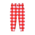 thumbnail image 1 of FSYBOA Girls Fleece Sweatpants Size 8，Elastic Bottom Drawstring Waist Plaid Casual Winter Pants Red, 1 of 3
