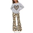 thumbnail image 1 of FSYBOA Girls Graphic Outfit Set, 2 Piece Elastic Waist Girls Crew Neck Tops and Flare Pants Gray Size 14-15T, 1 of 7