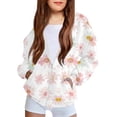 thumbnail image 1 of FSYBOA Girls Hoodies, Casual 2026 Full Zip Long Sleeve Kids Lightweight Jackets White Size 4-5T, 1 of 5