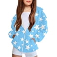 thumbnail image 1 of FSYBOA Girls Hoodies, Casual Graphic Full Zip Long Sleeve Kids Lightweight Jackets Blue Size 4-5T, 1 of 5