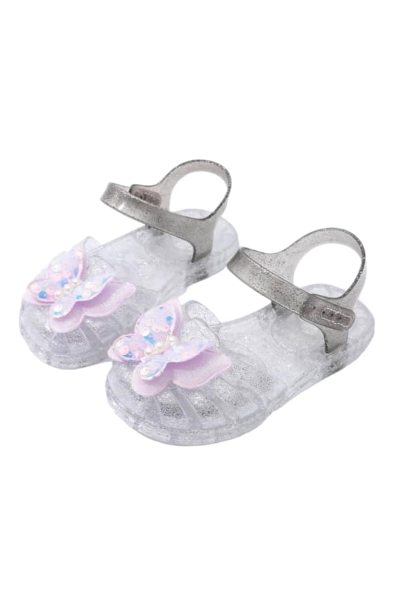 Girls Jelly Sandals, Adjustable Strap Non-Slip Cute Closed Toe Summer Shoes White Size 1 (Big Kids)