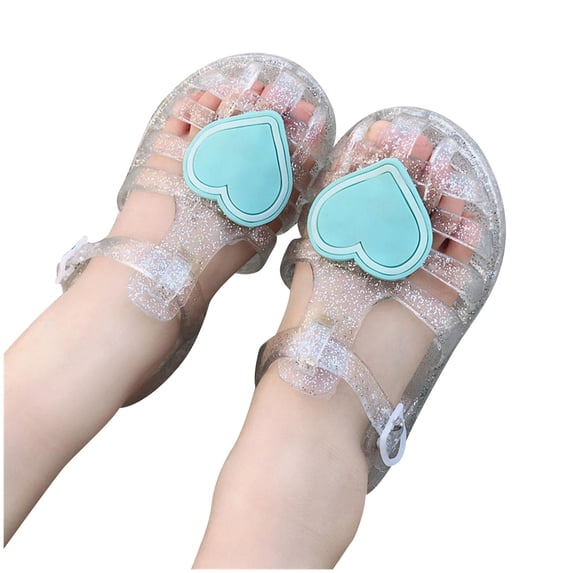 FSYBOA Girls Jelly Sandals, Cute Adjustable Strap Non-Slip Closed Toe Kids Shoes White Size 10 (Little Kid)