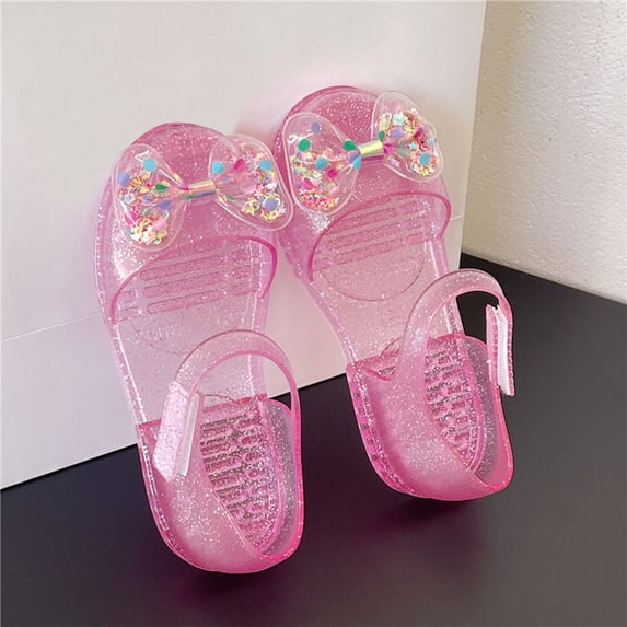 FSYBOA Girls Jelly Sandals, Non-Slip Closed Toe Soft Soled Casual Summer Shoes Pink Size 11(Big Kids)