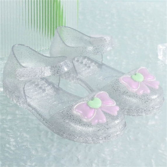 FSYBOA Girls Jelly Sandals, Non-Slip Gifts Adjustable Strap Closed Toe Summer Shoes White Size 1 (Big Kids)