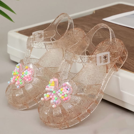 FSYBOA Girls Jelly Sandals, Non Slip Non-Slip Casual Closed Toe Kids Summer Shoes Gold Size 11(Little Kids)