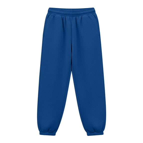 FSYBOA Girls Jogger Sweatpants, Elastic Waist Daily Elastic Bottom Relaxed Fit Fall Pants Blue Size 11-12T