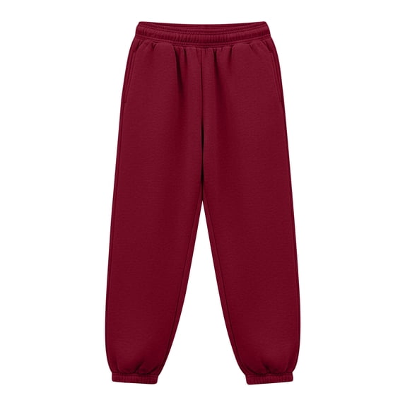 FSYBOA Girls Jogger Sweatpants, Elastic Waist Elastic Bottom Relaxed Fit Daily Fall Pants Red Size 5-6T
