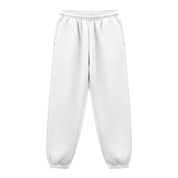 FSYBOA Girls Jogger Sweatpants, Relaxed Fit Elastic Bottom Daily Elastic Waist Fall Pants White Size 7-8T