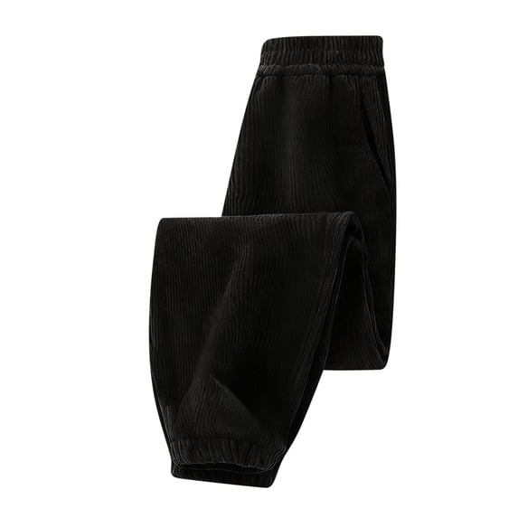 FSYBOA Girls Jogger Sweatpants, Stretchy Elastic Bottom Relaxed Fit Elastic Waist Fall Pants Black Size 7-8T