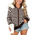 thumbnail image 1 of FSYBOA Girls Knit Sweaters, Comfortable Long Sleeve Hooded Zipper Kids Falll Cardigan Coffee Size 13-14T, 1 of 7
