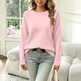 thumbnail image 1 of FSYBOA Girls Knit Sweaters Size 14-16T, Comfortable Pullover Crew Neck Fall Kids Long Sleeve Tops Pink, 1 of 9