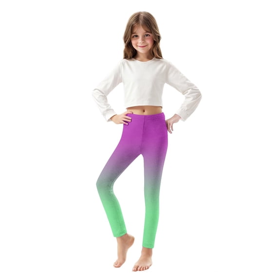 FSYBOA Girls Leggings Size 8T, Stretch High Waist Gradient Athletic Casual Pants Purple