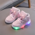 thumbnail image 1 of FSYBOA Girls Light Up Sneakers Size 11(Little Kids), Flat Comfort Soft Soled Breathable Kids Running Shoes Pink, 1 of 9