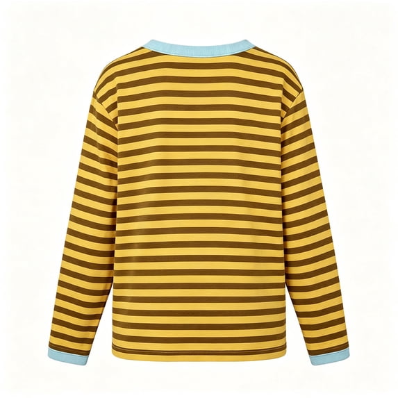 FSYBOA Girls Long Sleeve Shirts, Crew Neck Casual Striped Fall Kids Pullover Tops Size 11-12T