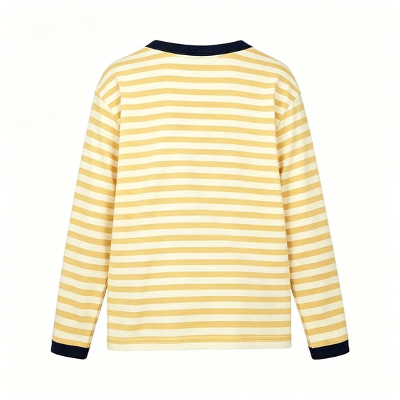 FSYBOA Girls Long Sleeve Shirts, Striped Casual Crew Neck Fall Kids Pullover Tops Size 5-6T