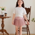 thumbnail image 1 of FSYBOA Girls Pleated Skirt, Elastic Waist School Uniforms Holiday Casual Kids Summer Skorts Pink Size 5T, 1 of 9