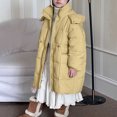 thumbnail image 1 of FSYBOA Girls Puffer Jacket, Hooded Casual Mid-Length Winter Kids Long Sleeve Outerwear Yellow Size 9-10T, 1 of 8