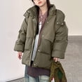 thumbnail image 1 of FSYBOA Girls Puffer Jacket, Hooded Mid-Length Color Block Winter Kids Long Sleeve Outerwear Green Size 9-10T, 1 of 5