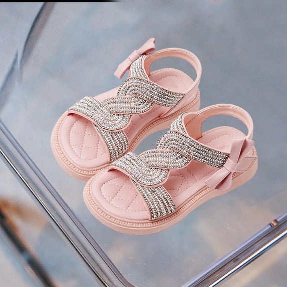 FSYBOA Girls Sandals, Casual Non-Slip Vacation Open Toe Kids Summer Shoes Pink Size 3(Big Kids)
