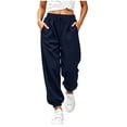 thumbnail image 1 of FSYBOA Girls Sweatpants with Pockets, Elastic Bottom Relaxed Fit Drawstring Casual Kids Fall Joggers Pants Navy Size 7-8T, 1 of 8