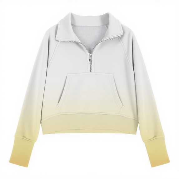 FSYBOA Girls Sweatshirts, Casual Fashion Half Zip Long Sleeve Kids Pullover Tops Yellow Size 9-10T
