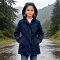 thumbnail image 1 of FSYBOA Girls Windbreaker Jackets, Long Sleeve Comfortable Full Zip Waterproof Hooded Outerwear Navy Size 5-6T, 1 of 6