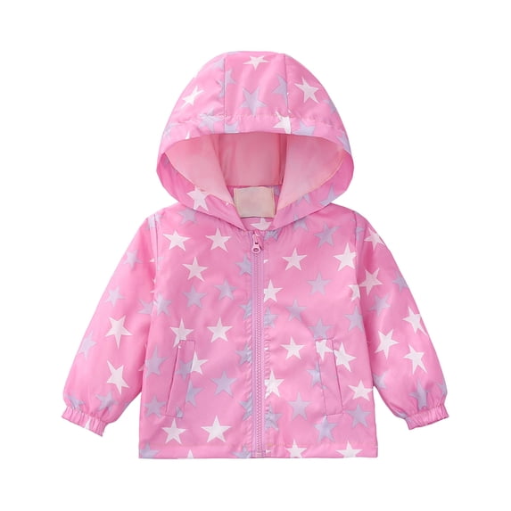 FSYBOA Girls Zip Up Jackets, Vacation Long Sleeve Casual Windproof Kids Fall Hooded Outerwear Pink Size 4-5T